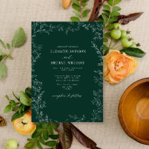 Elegant Modern Emerald Grönt Minimal Löv Bröllop