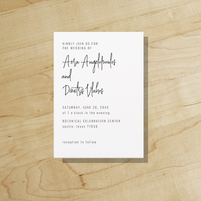 Elegant Modern Enkel Budget Bröllopsinbjudan Inbjudningar ("Everyday is abundantly beautiful." 
Sincerely Best Wishes from Lucky Design World)
