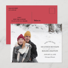 Elegant Modern Enkel Foto Bröllop Spara Datum Meddelande Vykort
