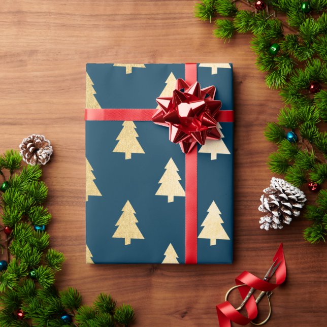 Elegant modern enkel guld Julgran mönster Presentpapper (Julgåva)