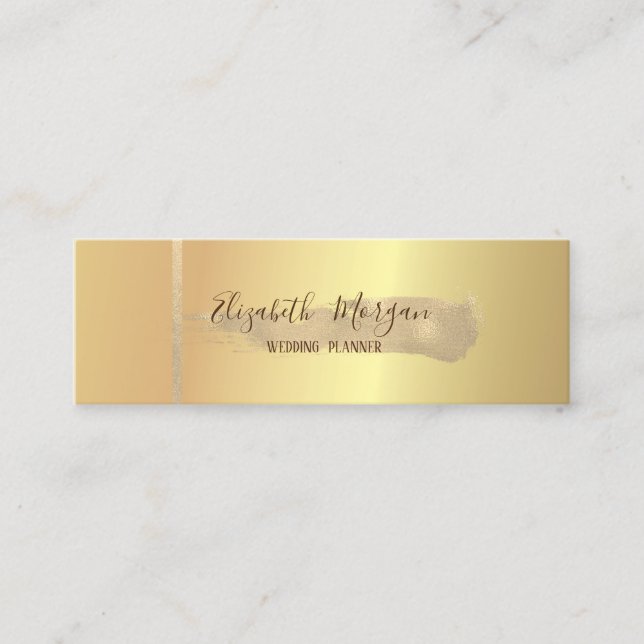 Elegant Modern Enkel, Guld Rand, Penseldrag Mini Visitkort (Framsida)
