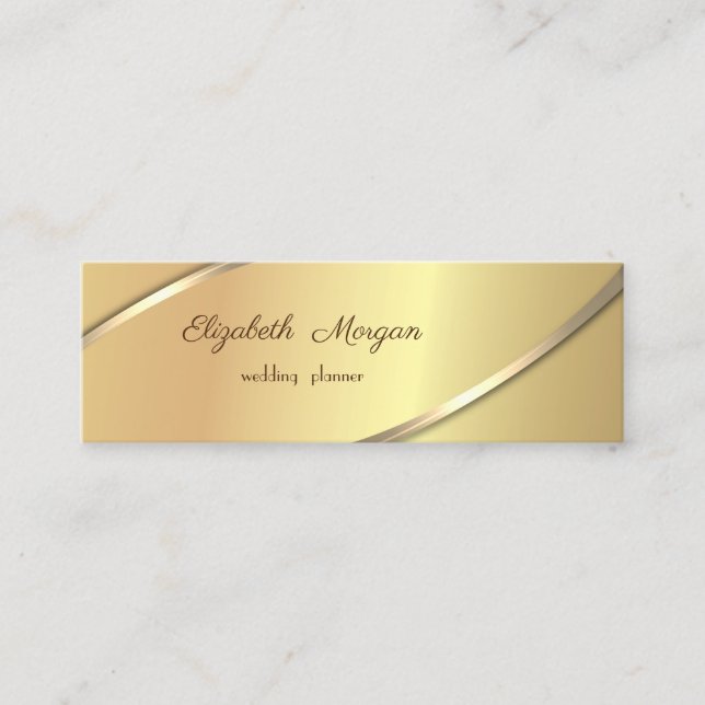Elegant Modern Enkel, Guld Ränder Mini Visitkort (Framsida)