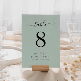 Elegant Modern enkel Ljust grönt Färg Bröllop Bordsnummer