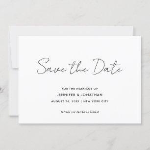 Elegant Modern Enkel Svart Och Vit Typografi Spara Datumet