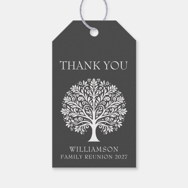 Elegant Modern Enkel Trä Familjeåterträff Presentetikett (Framsidan)