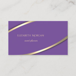 Elegant Modern Enkel Violett, Guld Rand Visitkort
