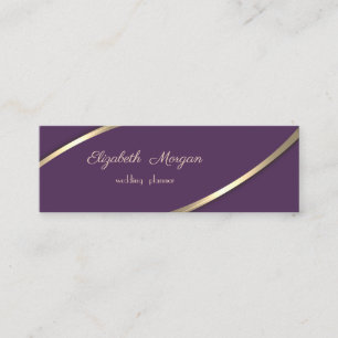 Elegant Modern Enkel, Violett, Guld Ränder Mini Visitkort