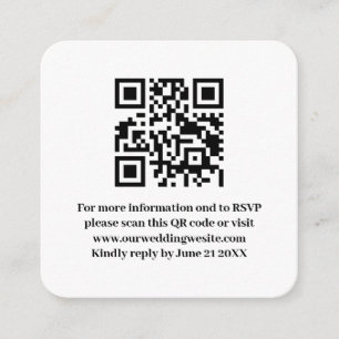 Elegant Modern Enkel Vit Bröllops QR-kod RSVP Tilläggskort