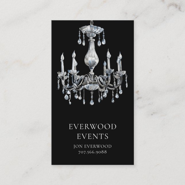 Elegant Modern Event Planering Black Visitkort (Framsida)