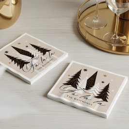 Elegant Modern Fa La Evergreen juldesign Pappersservett