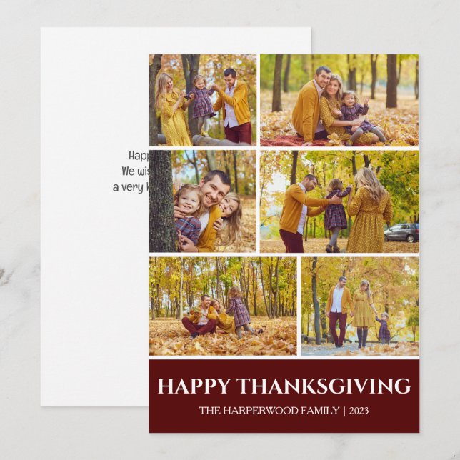 Elegant Modern Fall thanksgiving-familjfoto Julkort (Fram/baksida)
