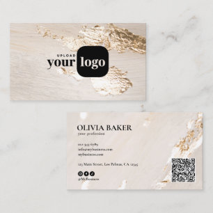 Elegant Modern Falsk Guld Folie Anpassad Logo & QR Visitkort