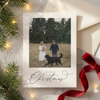 Elegant modern familjepetfoto God Jul Julkort
