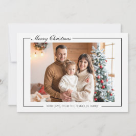 Elegant Modern Family Flat Christmas Greeting Card Tack Kort