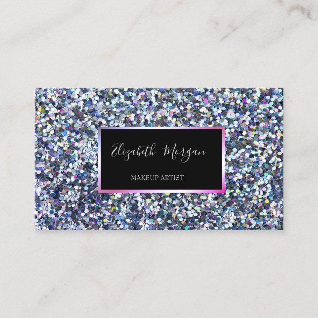 Elegant Modern Färgglad Glitter, Ram Visitkort (Framsida)