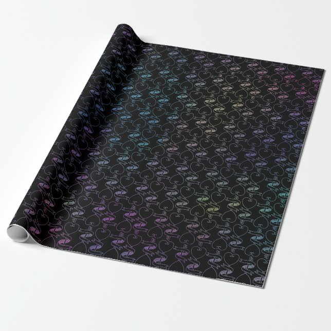 Elegant Modern Färgglad Hjärtan och Nycklar Mönste Presentpapper (Utrullad)