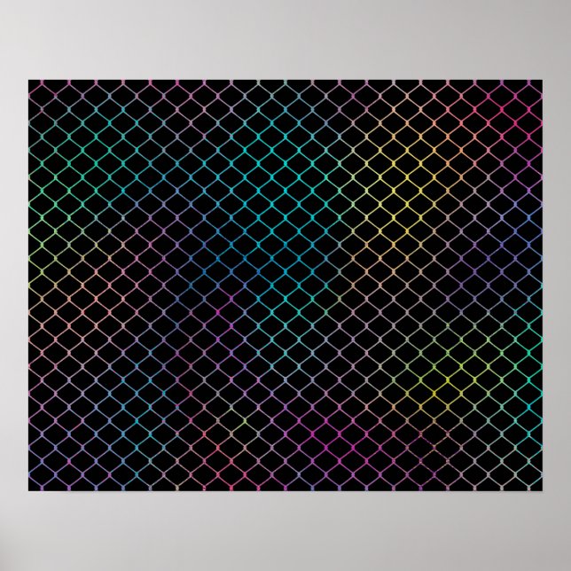 Elegant Modern Färgglatt Staket Kedja Mönster | Poster (Framsidan)