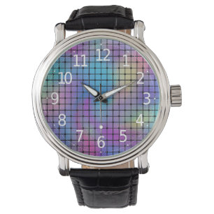 Elegant Modern färglösa kvadrater Mönster Armbandsur