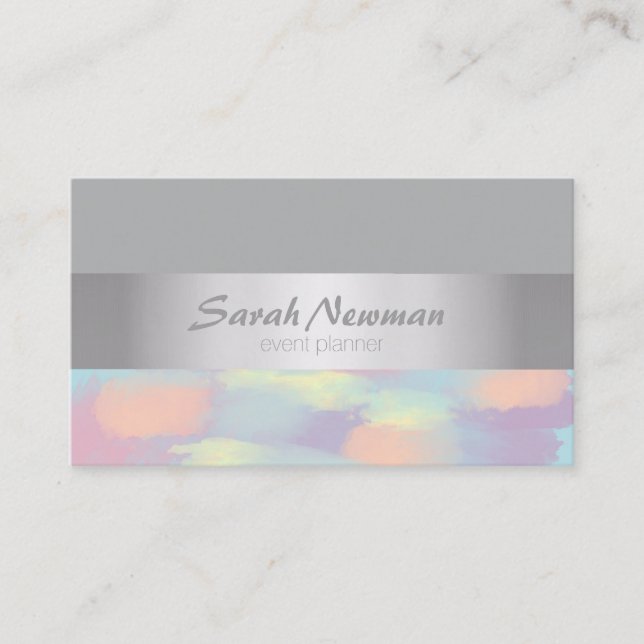 Elegant modern färgrik godis för Fauxsilver Visitkort (Framsida)