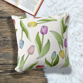 Elegant Modern Färgrik Tulpan Blommönster Kudde