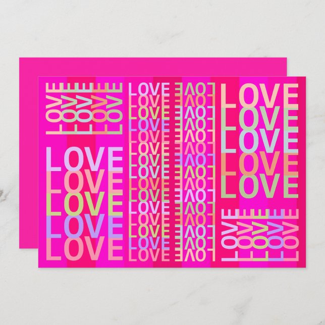 Elegant, modern färgstark KÄRLEK-typografi Kort (Fram/baksida)