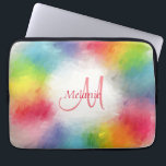 Elegant Modern färgstark monogrammall för regnbåge Laptop Fodral<br><div class="desc">Elegant Modern Abstrakt för färggrafik i monogrammall för regnbåge Lägg till Orangen för textGult,  blå Grönt Rosa Red Lila Electronics Bag.</div>