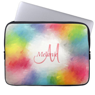 Elegant Modern färgstark monogrammall för regnbåge Laptop Fodral