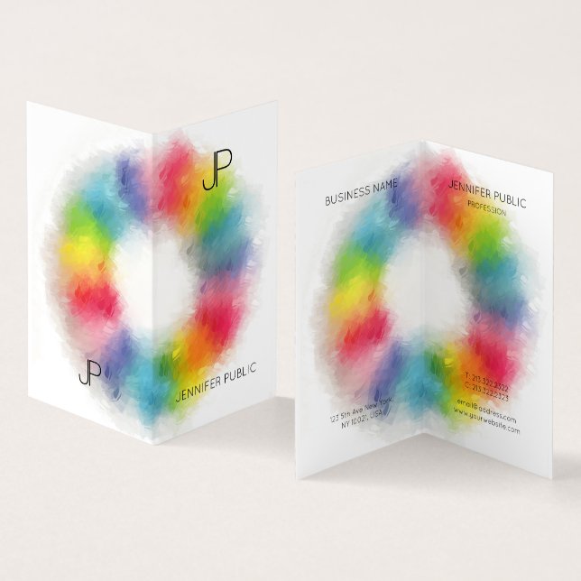 Elegant Modern färgstark monogrammall Visitkort (In- och utsida)