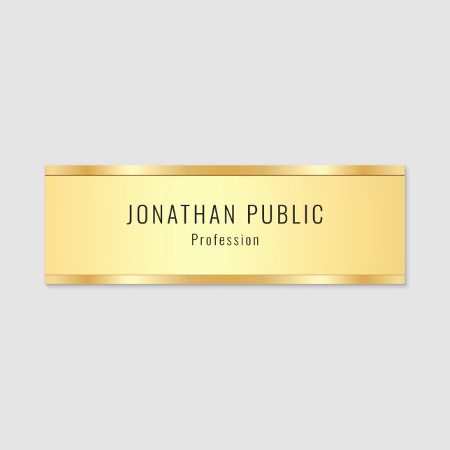 Elegant Modern Faux Guld Metallic-sökmall Namnbricka (Framsida)