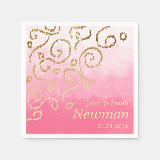 elegant modern faux guld mönster bröllop pappersservett (Framsidan)