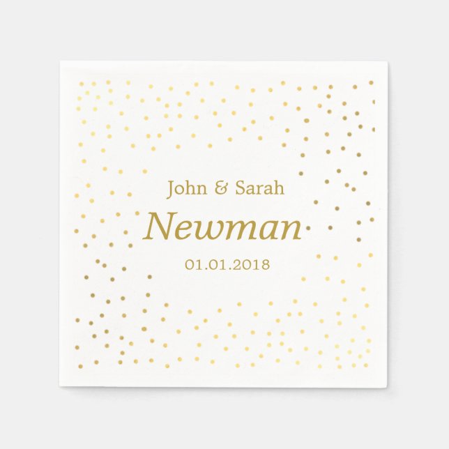 elegant modern faux guld polka dots bröllop pappersservett (Framsidan)