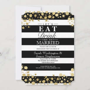 Elegant Modern Faux Guld Splatters och Rand Inbjudningar