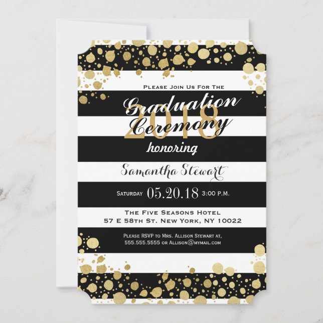 Elegant Modern Faux Guld Splatters och Rand Inbjudningar (Framsida)