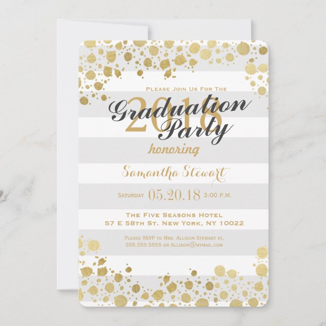 Elegant Modern Faux Guld Splatters och Rand Inbjudningar (Framsida)