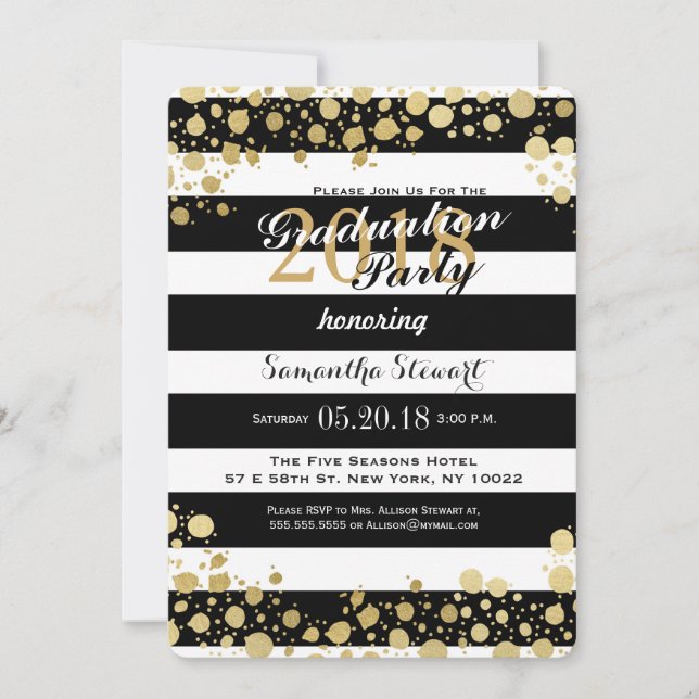 Elegant Modern Faux Guld Splatters och Rand Inbjudningar (Framsida)