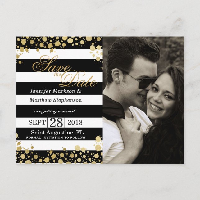 Elegant Modern Faux Guld Splatters och Rand Meddelande Vykort (Framsida)