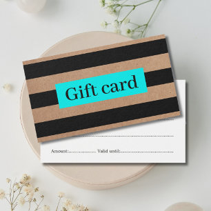Elegant Modern Faux Kraft Black Turquise Rand Visitkort