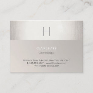 Elegant Modern Faux Silver Foil och Taupe Monogram Visitkort