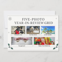 Elegant Modern Fem-Foto Årsöversikt Grid Julkort