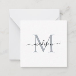 Elegant Modern Feminine Monogram Script Grått Anteckningskort