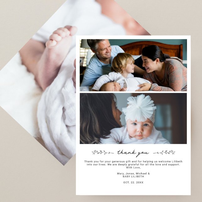 Elegant Modern flerfoto Collage Baby Shower Tack Kort (Skapare uppladdad)