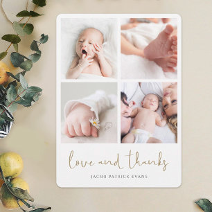 Elegant Modern flerfoto Collage Baby Shower Tack Kort