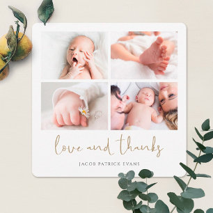 Elegant Modern Flerfotoskollage Baby Shower Tack Kort