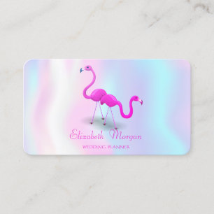 Elegant Modern Flickig Holografisk, Flamingos Visitkort
