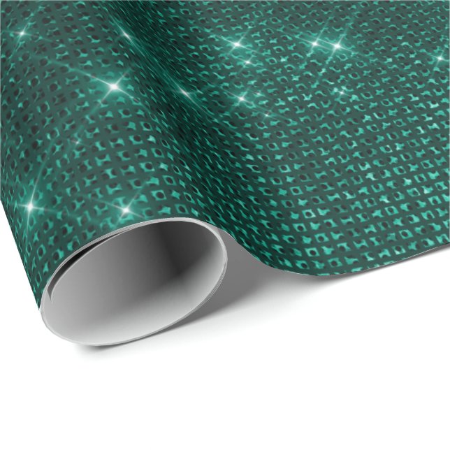 Elegant modern flickig stilren teal glitter presentpapper (Rullad Hörn)