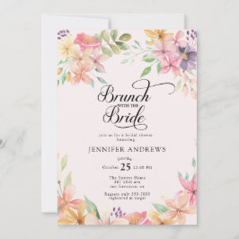 Elegant Modern Floral Classic Bridal Shower Brunch Inbjudningar
