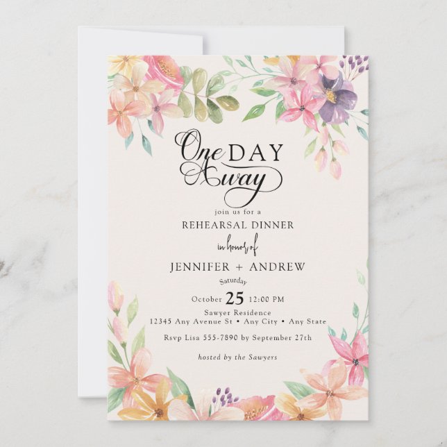 Elegant Modern Floral Classic | Rehearsal Dinner Inbjudningar (Framsida)