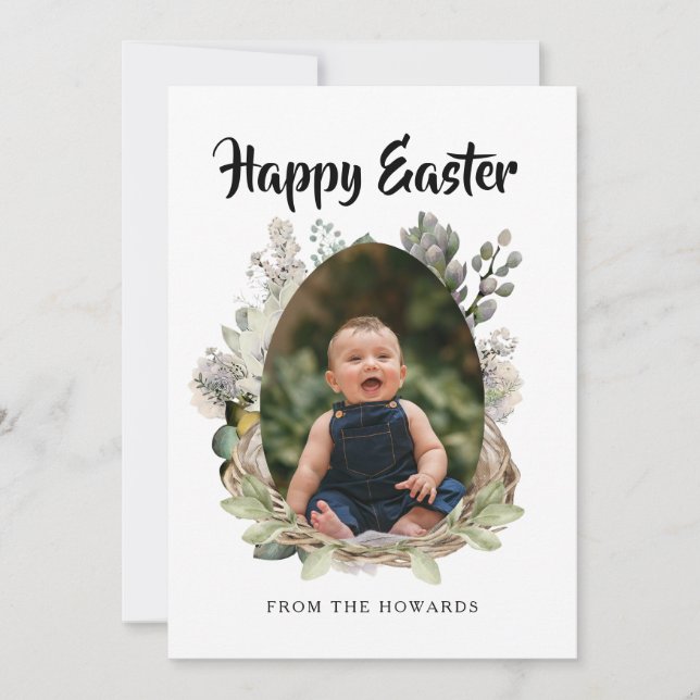 Elegant Modern Floral Easter | Happy Easter Photo Julkort (Framsida)