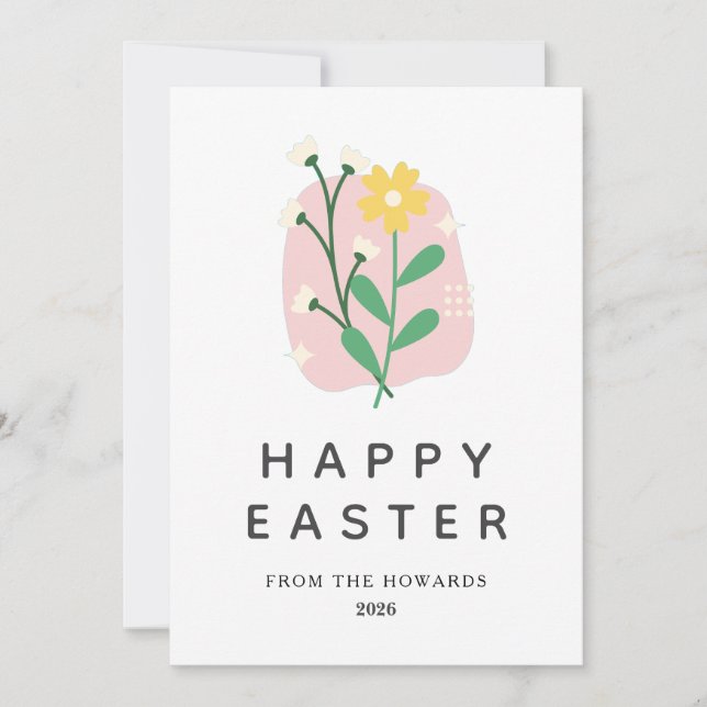 Elegant Modern Floral Easter | Happy Easter Photo Julkort (Framsida)