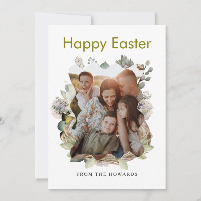 Elegant Modern Floral Easter | Happy Easter Photo Julkort (Framsida)